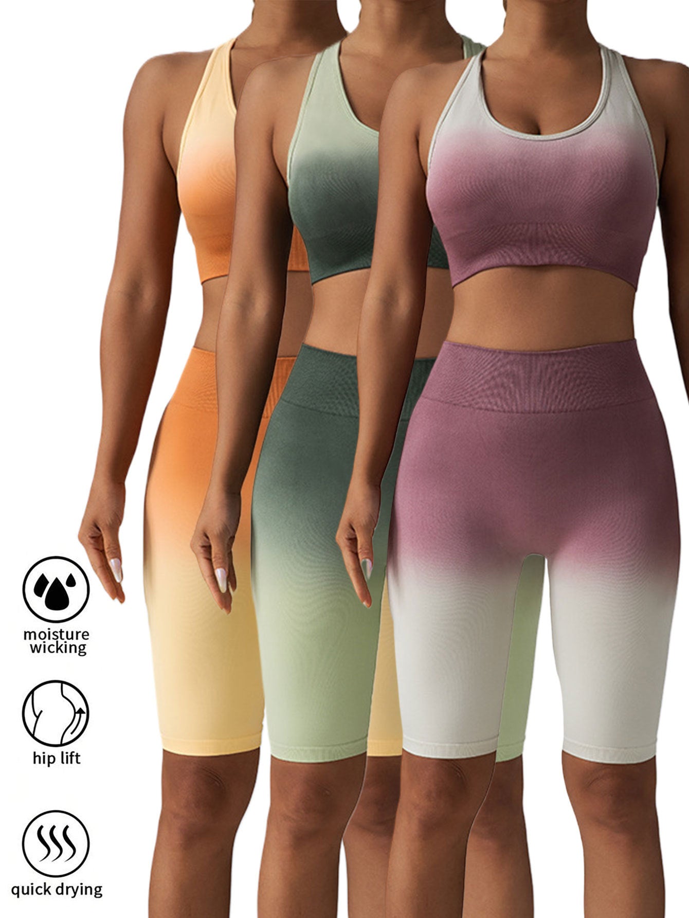 3 Pack Women Workout Shorts Scrunch Shorts Seamless High Waisted Contour Gym Yoga Biker Shorts