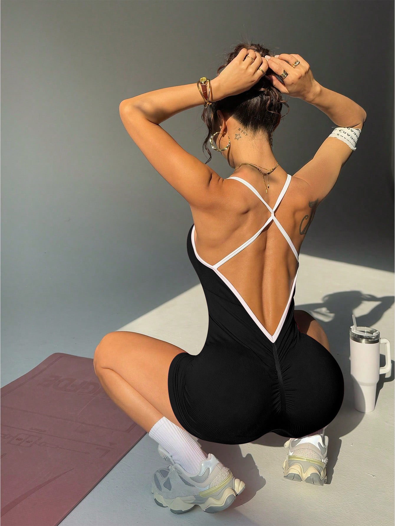 Sports Yoga Jumpsuit Sleeveless Quick-drying Thread Tight Fit Fitness One-piece Yoga Suit